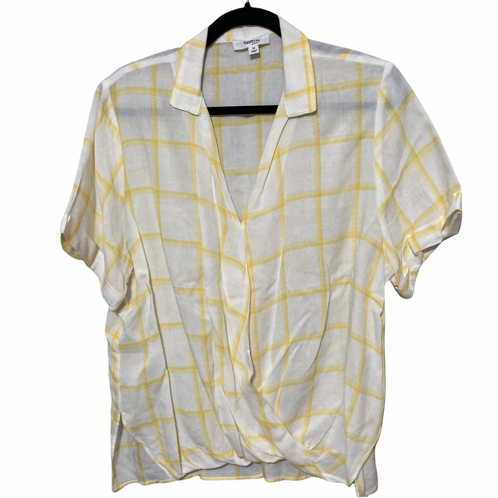 Hashtag Window Pane Plaid Faux Wrap Top M